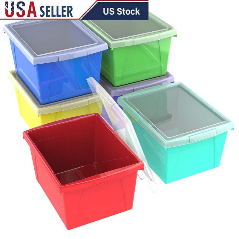 6-Pack Kids Plastic Storage Bins with Lids for Toys and Books