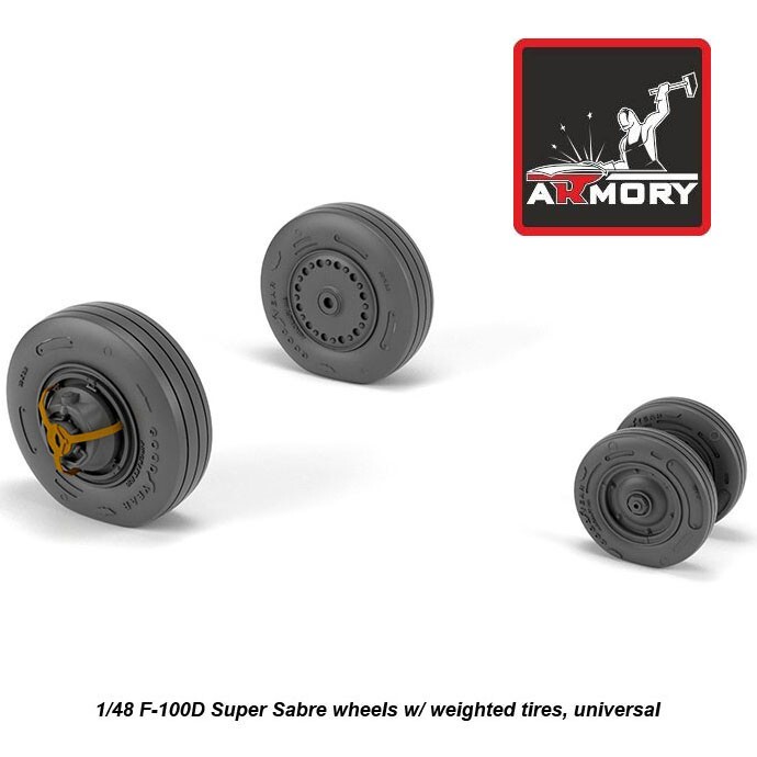 1/48 Scale F-100D Super Sabre Weighted Wheels by Armory Models AR AW48316