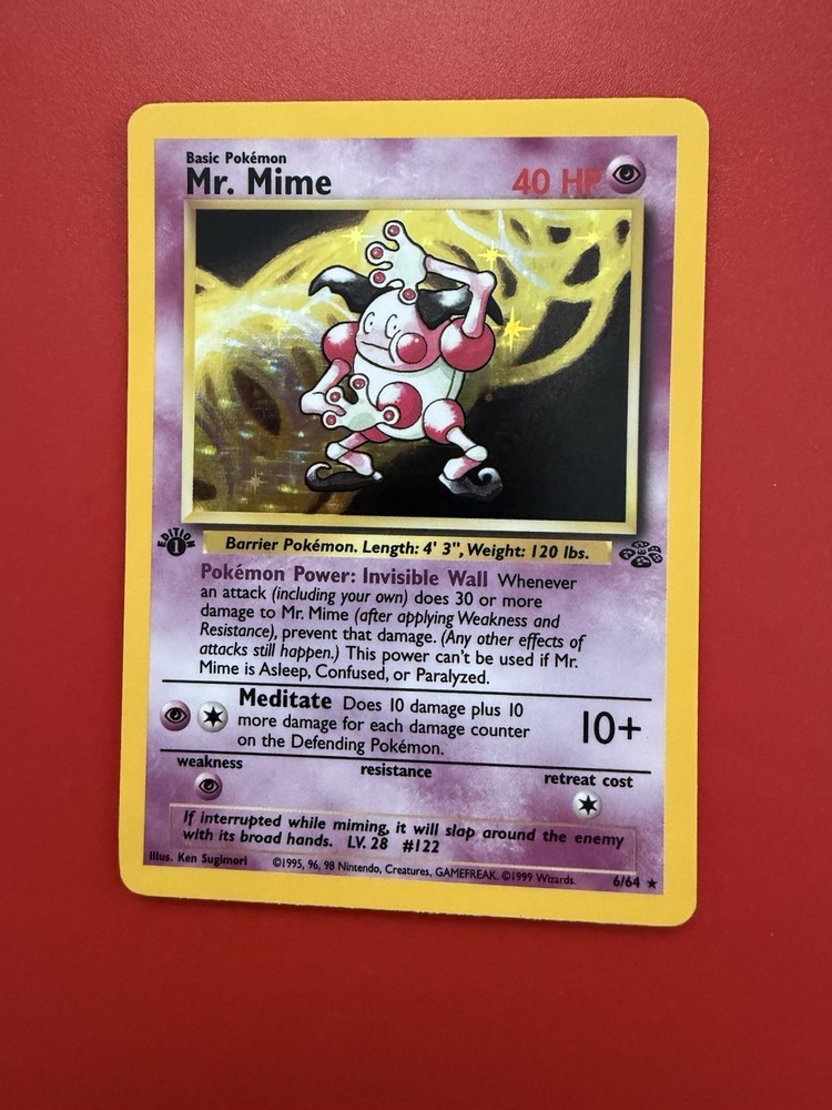 Pokémon TCG Mr. Mime Jungle Holo Card 6/64 Unlimited 1st Edition Holo Rare