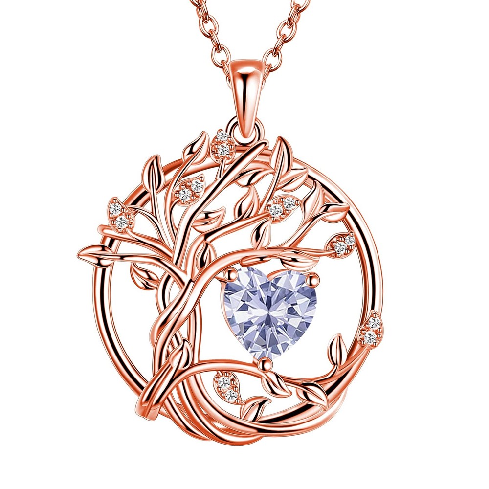 S925 Necklace for Women, Tree Of Life Jewelry, Sterling Silver Birthstone Nec...