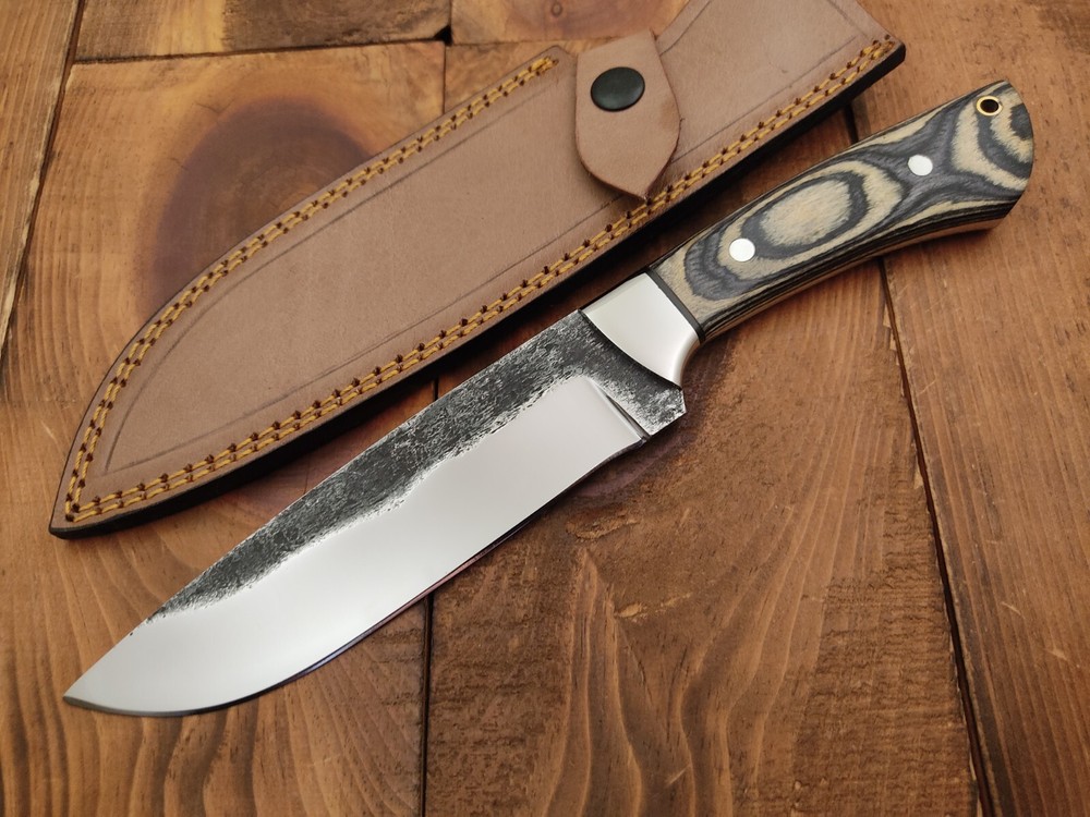 Custom 1095 Carbon Steel Outdoor Survival Skinner Hunting Knife Handcrafted