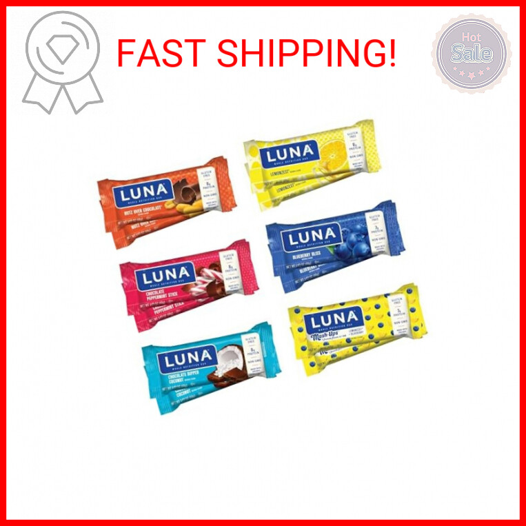 LUNA Bar - Variety Pack - Gluten-Free - Non-GMO - 7-9g Protein - Made with Organ