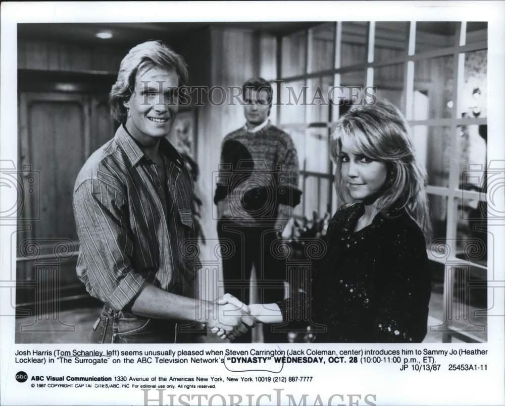 1987 Press Photo Dynasty's actors Tom Schanley, Jack Coleman, Heather Locklear