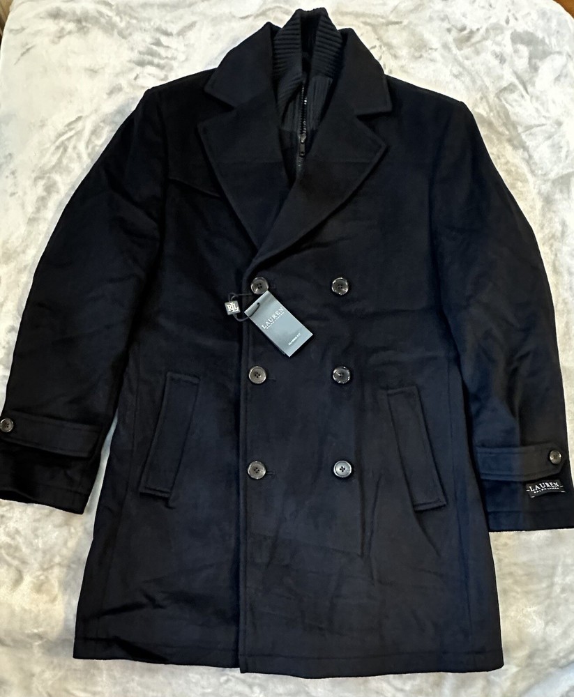 Ralph Lauren Labrada Navy Wool-Blend Double-Breasted Peacoat Size 36R New With Tags
