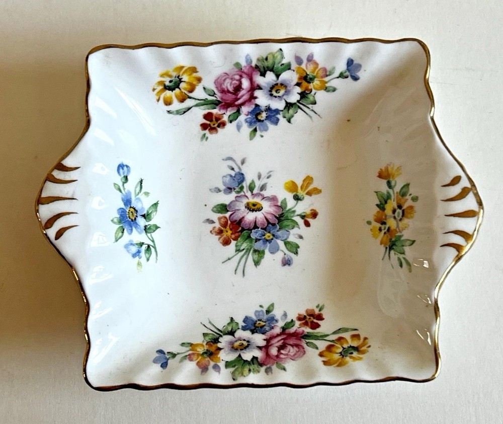Vintage Crown Staffordshire Plate Coaster Floral Pin Dish England