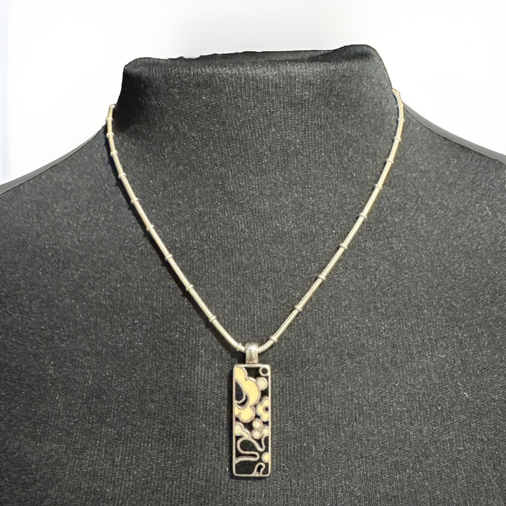 Brighton Reversible Floral Enamel Pendant Necklace - Rare Retired Design
