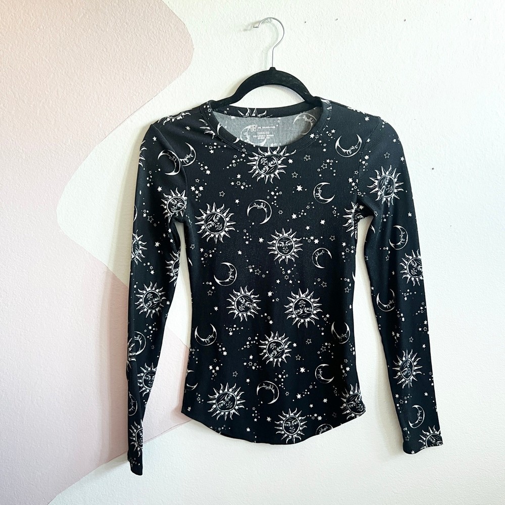 No Boundaries Black Celestial Long Sleeve Top Whimsigoth Whimsical Witchy XS