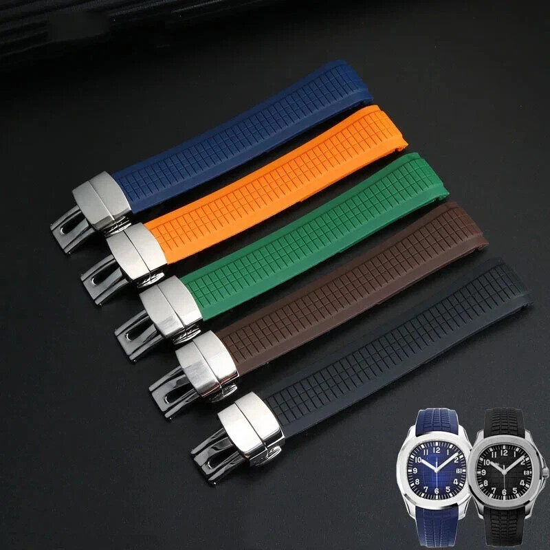 Silicone Rubber Watch Strap for Patek Philippe 5164A 5167A 5168A 21mm Replacement Band