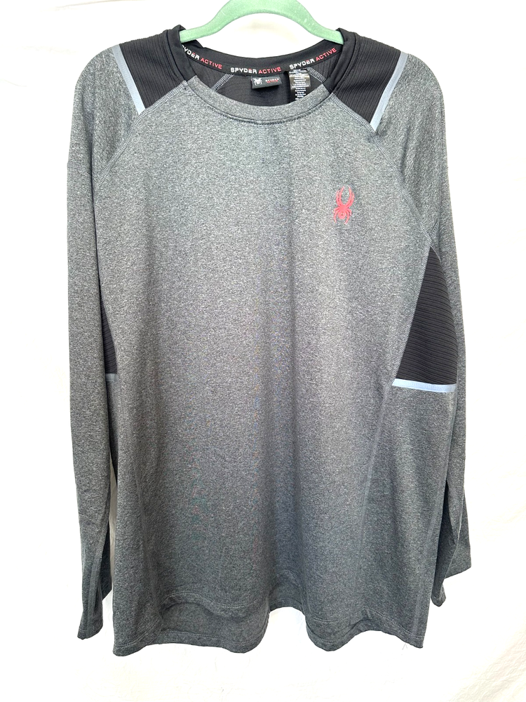 Spyder Active Men's Size XL Gray & Black Relaxed Fit Pro Web Long Sleeve T-Shirt