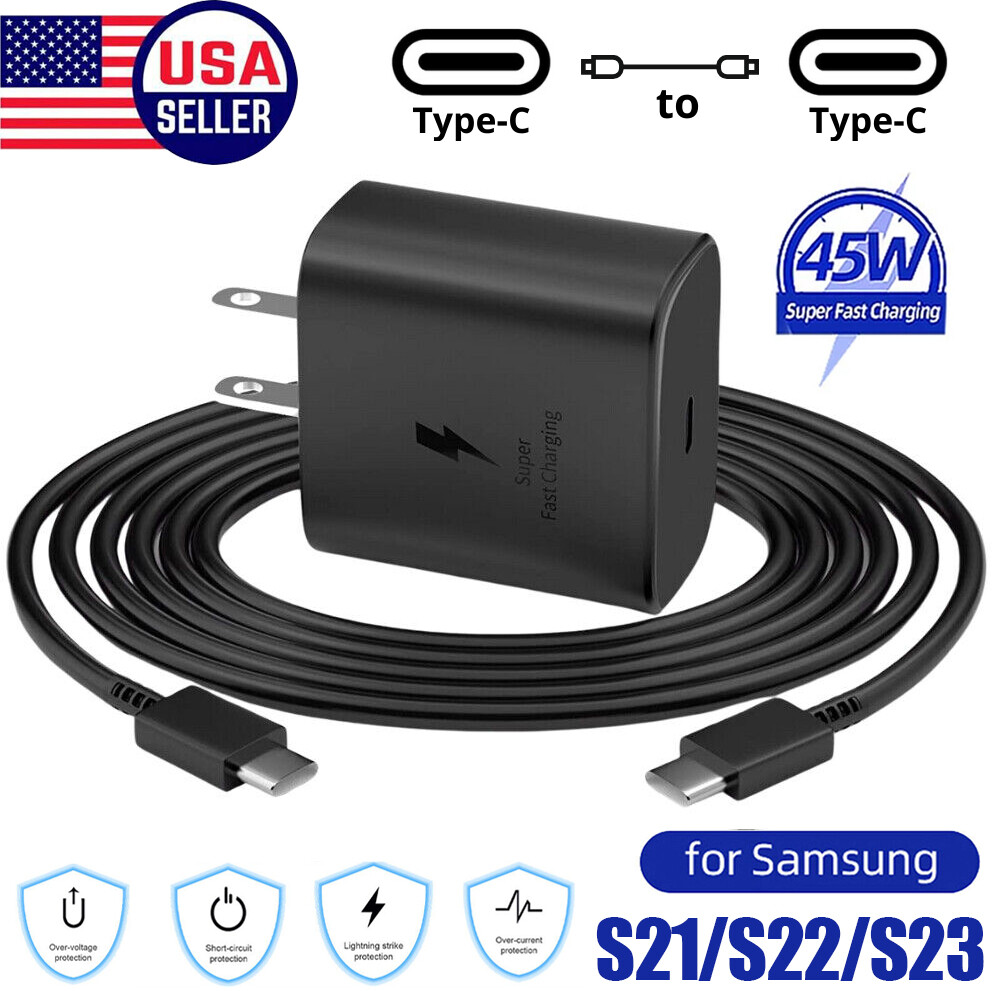 45W Super Fast Type C Wall Charger with Cable for Samsung Galaxy S23 S22