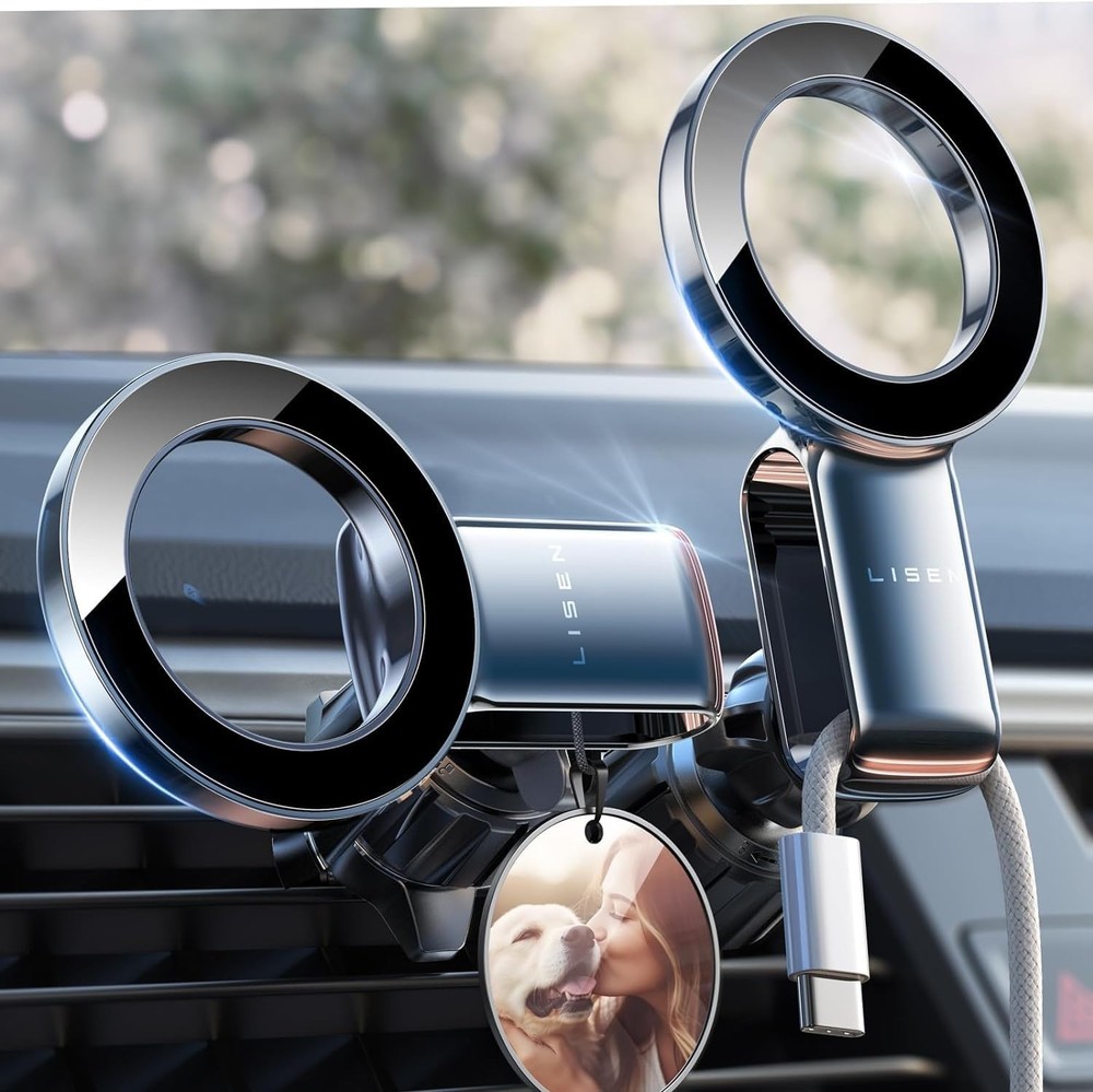 LISEN MagSafe Car Mount - Strong Magnetic Phone Holder for Car Vent or Dash in Sleek Black