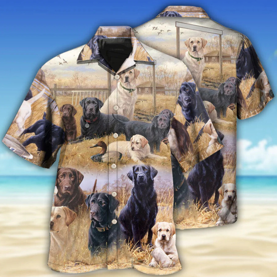 Labrador Retriever Hunting Dog Vibrant 3D All Over Print Hawaii Shirt Available in US Sizes