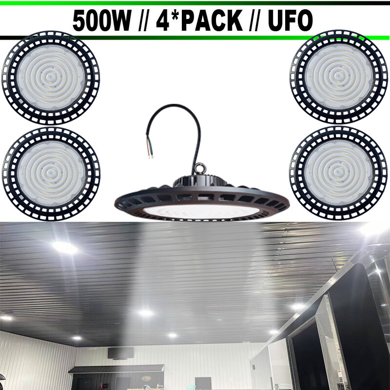 4-Pack 500W UFO LED High Bay Lights for Warehouse & Commercial Use  