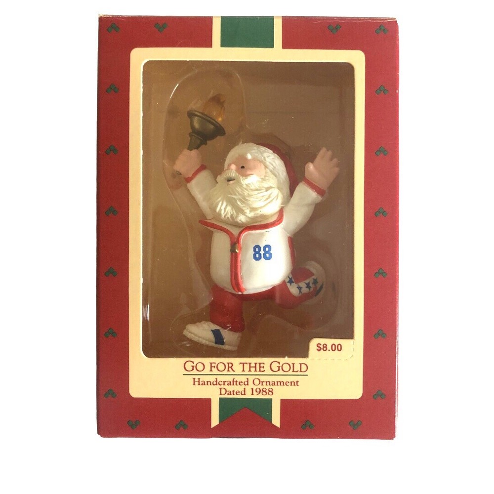 Vintage 1988 Hallmark Santa Go For The Gold Christmas Ornament