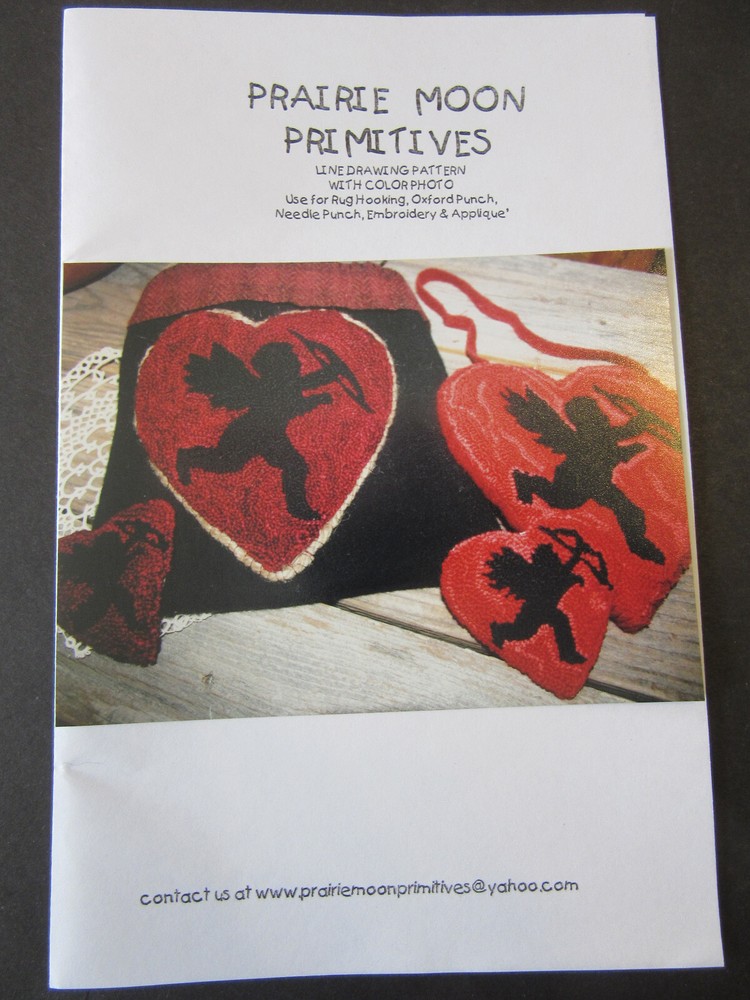Prairie Moon Primitives Be Mine Cupids Arrow Punch Needle Embroidery Craft Pattern
