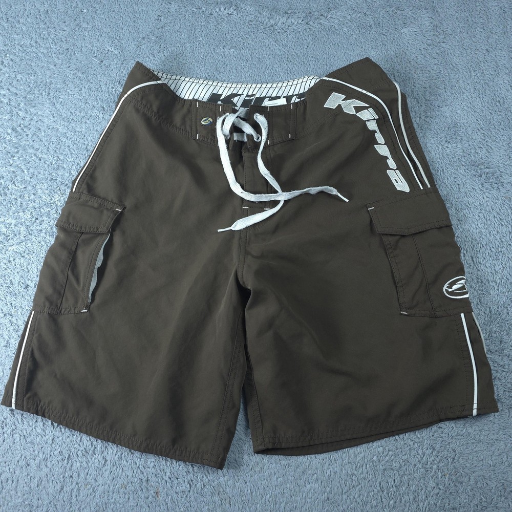 Kirra Shorts Mens 32 Brown Surf Board Shorts Drawstring Cargo Pockets Beach