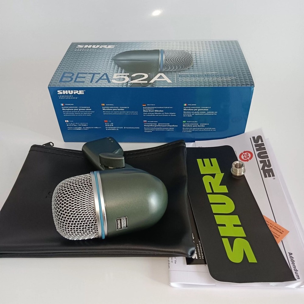 Shure Beta 52A Dynamic Supercardioid Kick Drum Mic for Punchy Low-End Capture