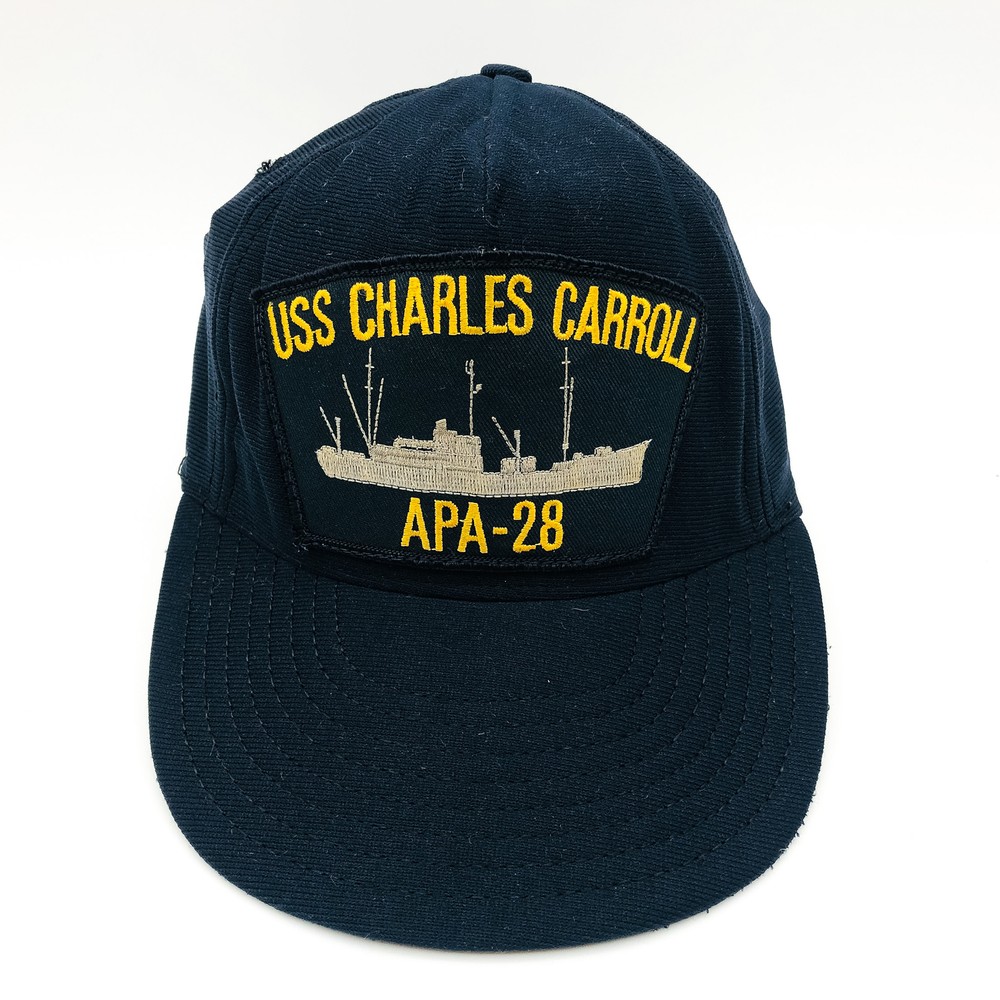 USS Charles Carroll Hat Cap WW2 Veteran Vintage US Navy Ship Snapback APA-28