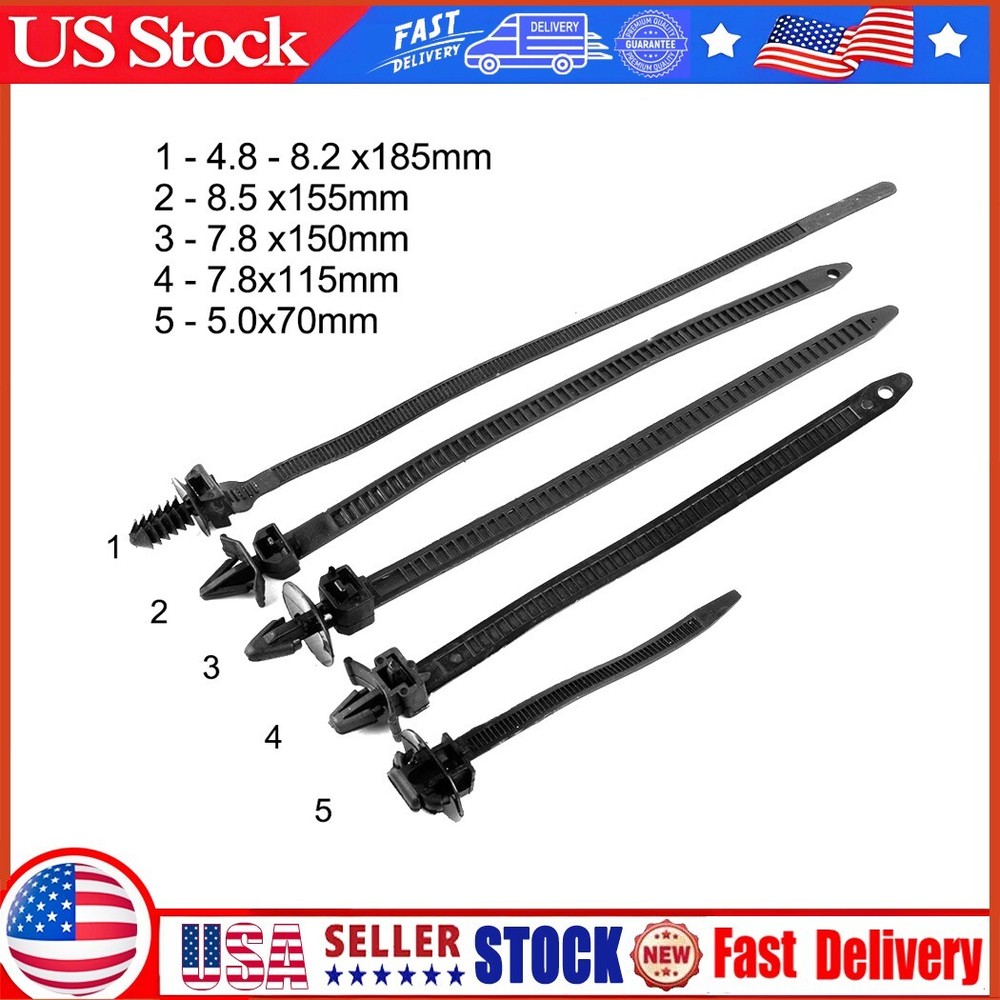 100pcs Set Mixed Cable Tie Bundled Car Wire Harness Line Fastener Zip Clip Bands