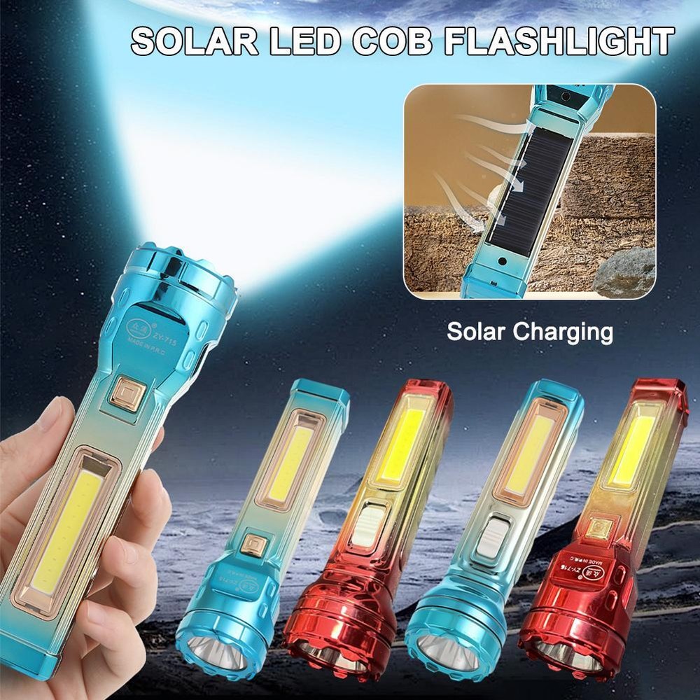 Mini Solar LED Flashlight Super Bright COB Penlight with USB Charging D5K9