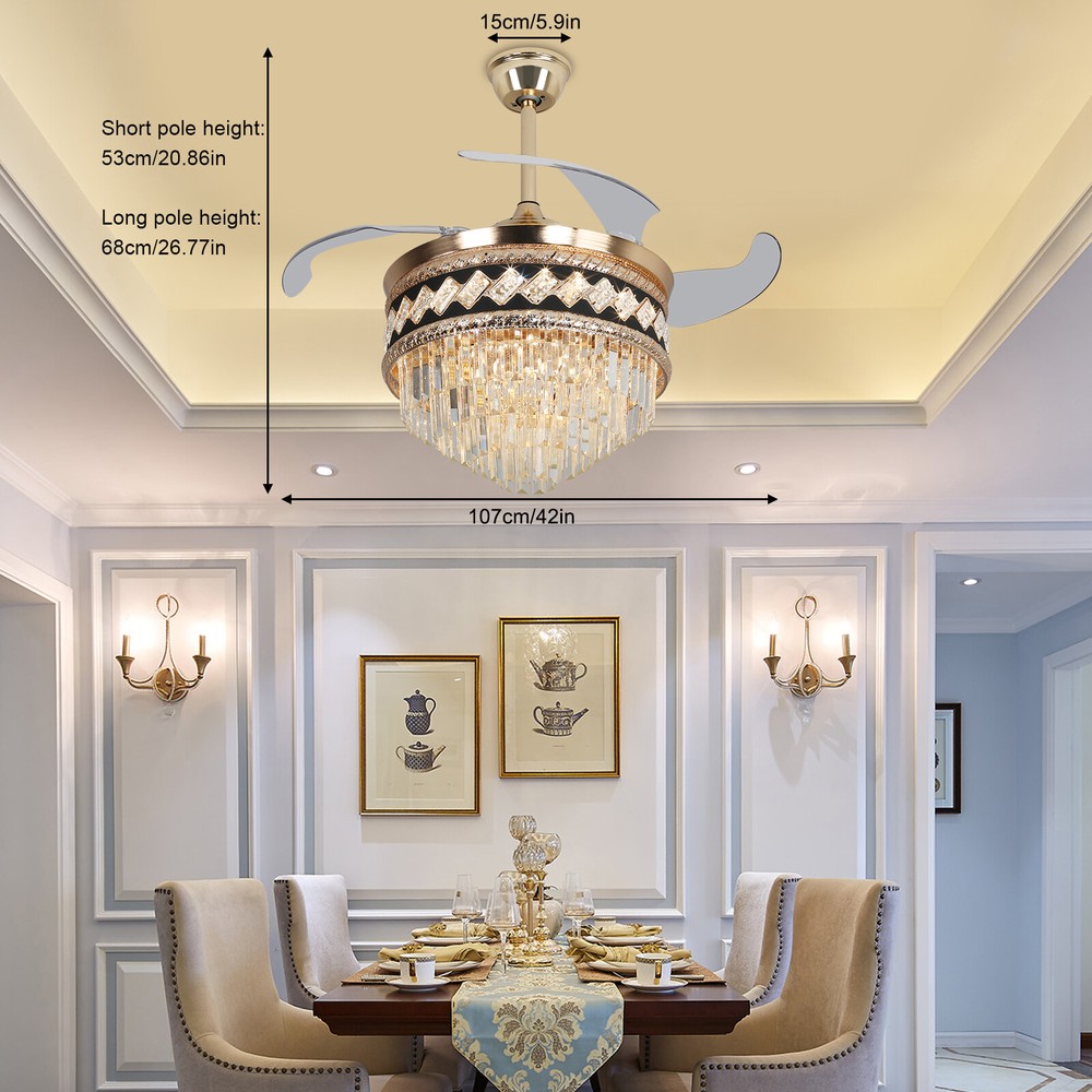 42in Smart Ceiling Fan with LED Lights Remote 6 Speeds 3000K-6000K Color Options