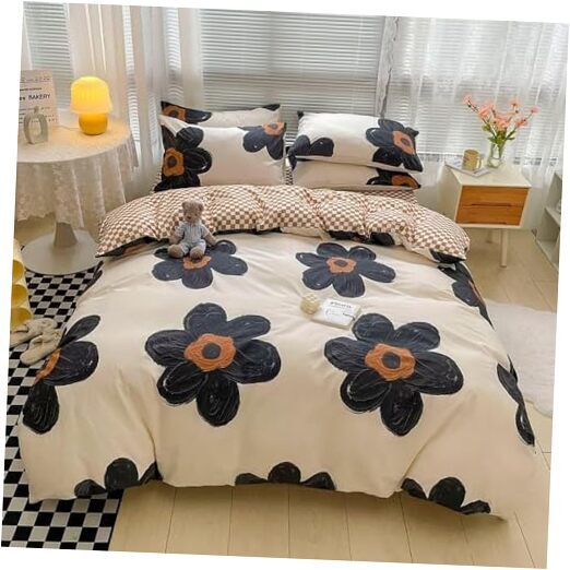 Floral Comforter Sets Queen Women Girls Black Sunflower Comforters Cotton