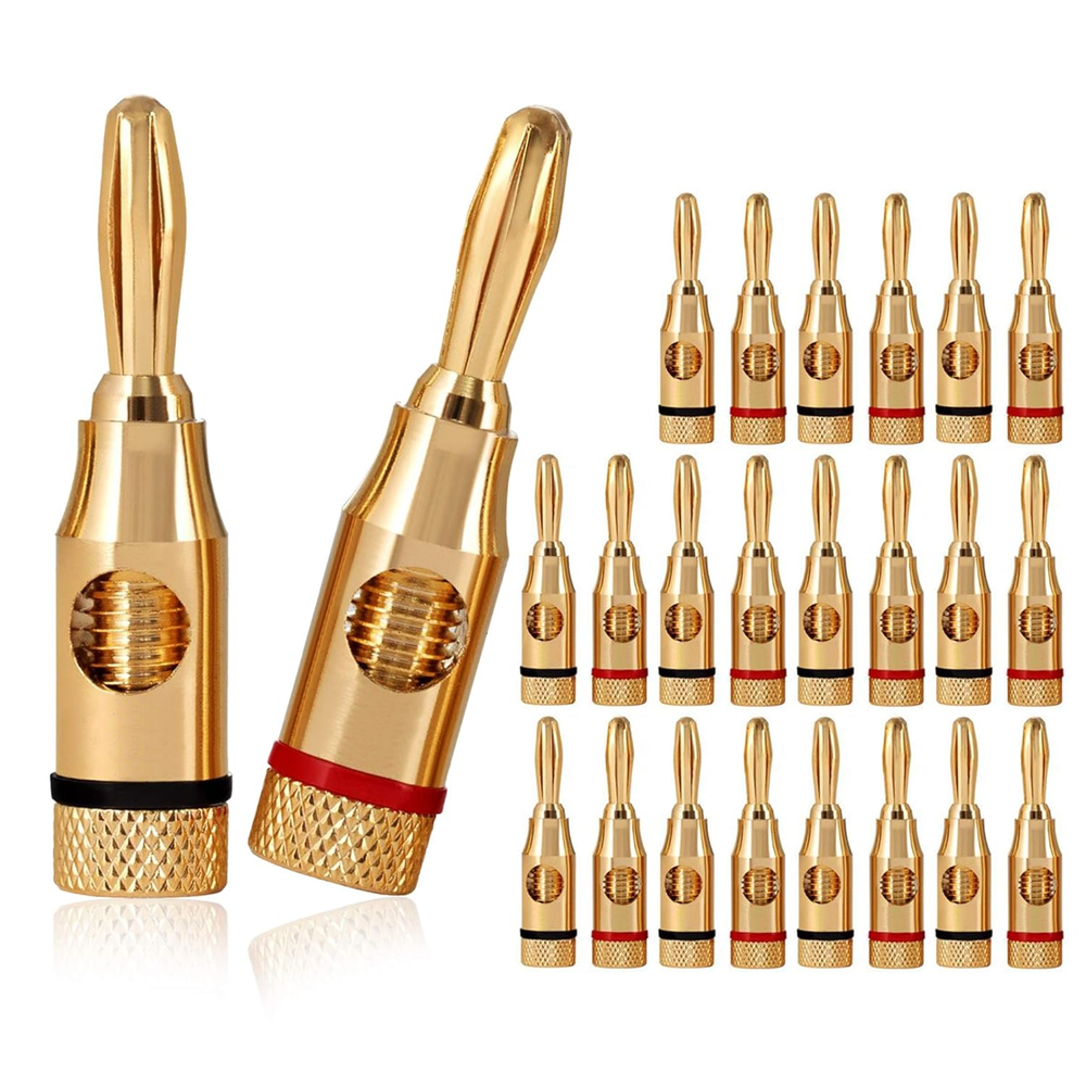 Banana Plugs Open Screw 24K Gold Plated Plugs Audio Jack Connector for Speaker S