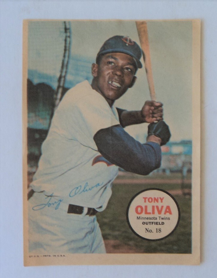 1967 Topps Baseball Poster Insert #18 Tony Oliva Twins - FLASH SALE-image