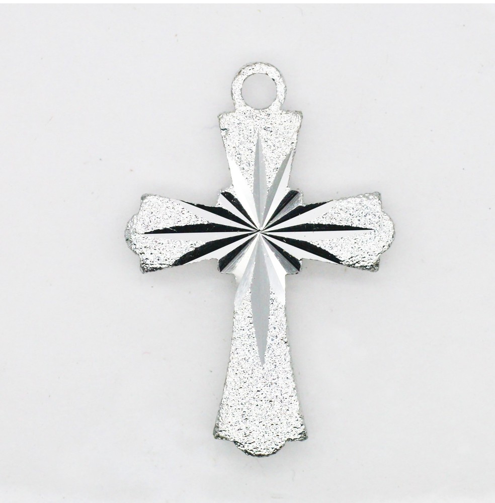 Fleurie Cross Diamond Cut Sparkling Silver Lightweight Pendant Charm 1 inch Pk/2
