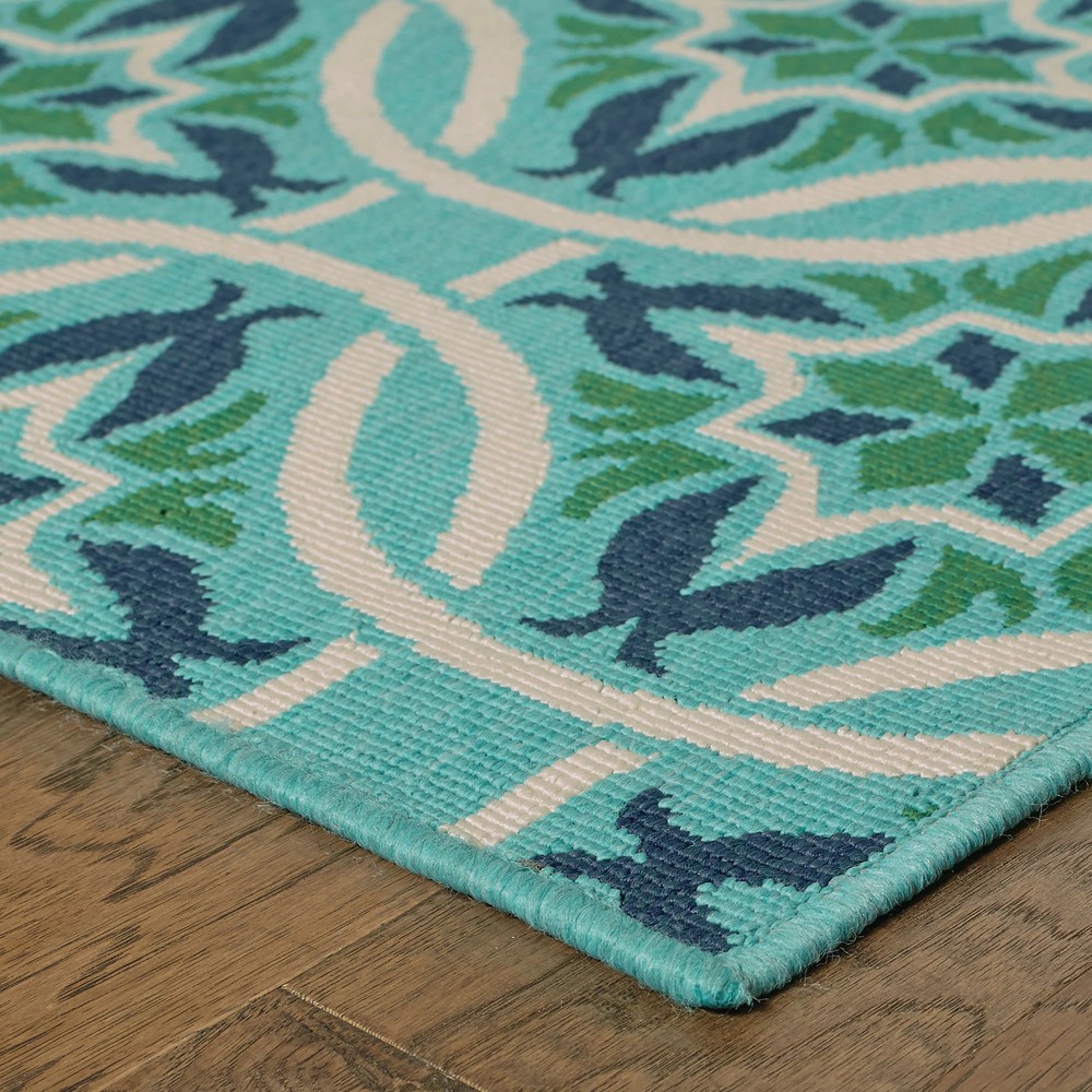 Style Haven Martinque Floral Indoor-Outdoor Blue/ Green Area Blue/Green 2'3