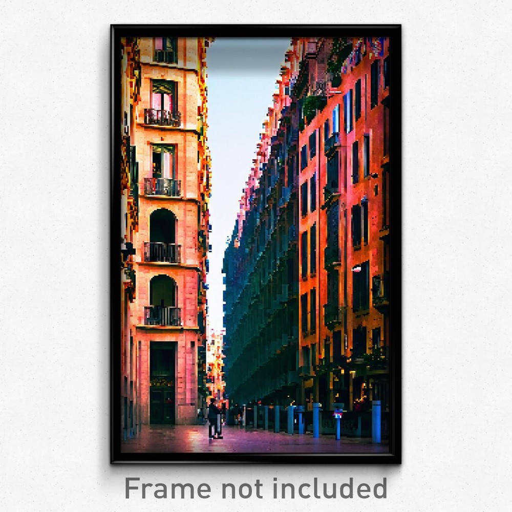 Pixel Art Poster - Dry Barcelona (8 Bit Psychedelic Trippy Video Game Print)