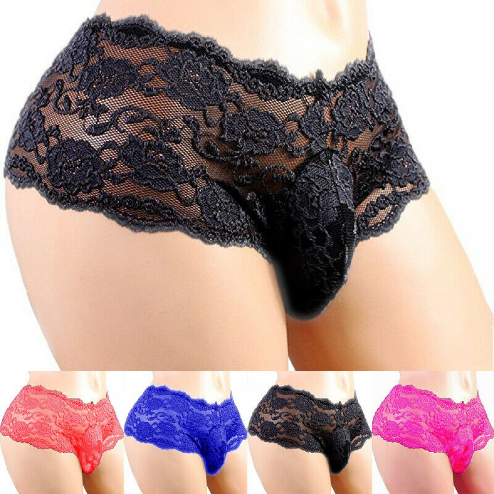Mens Sexy Lace Panties Briefs Thongs Sissy G-String Pouch Underpants Lingerie UK