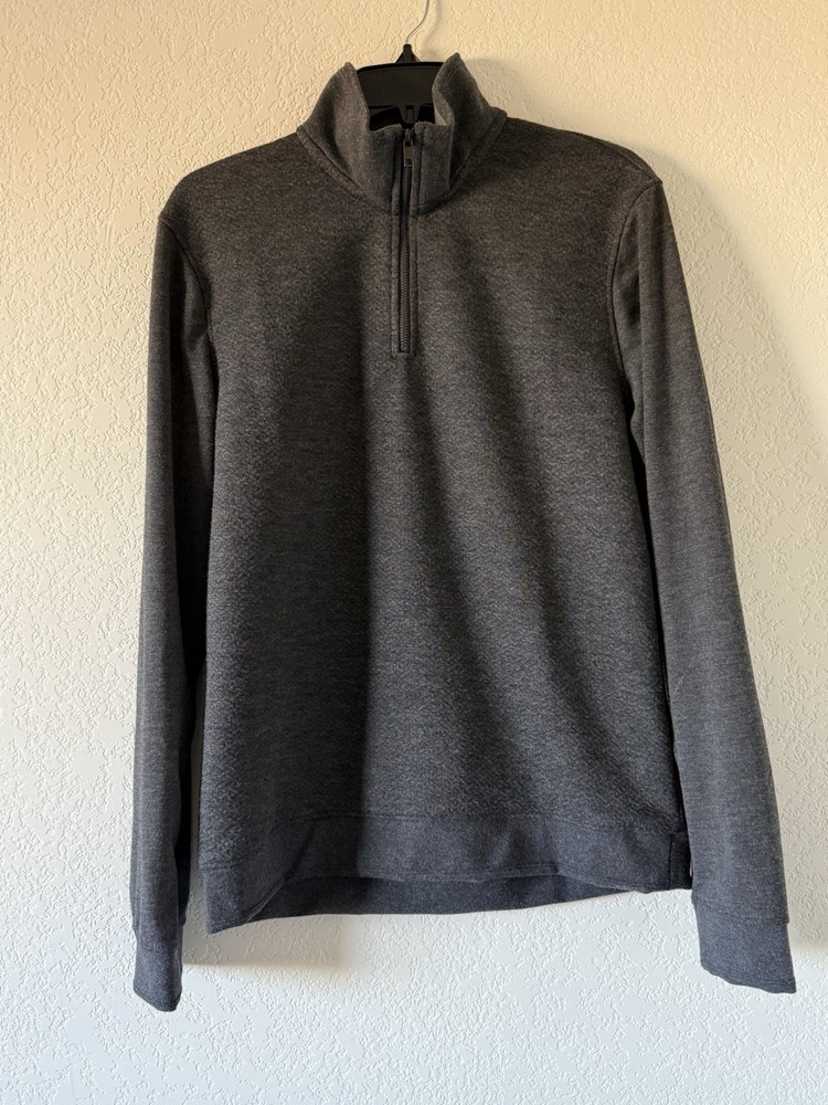 Porter & Ash 2-Tone Structure 1/4 Zip Gray Interlock Knit Size Medium