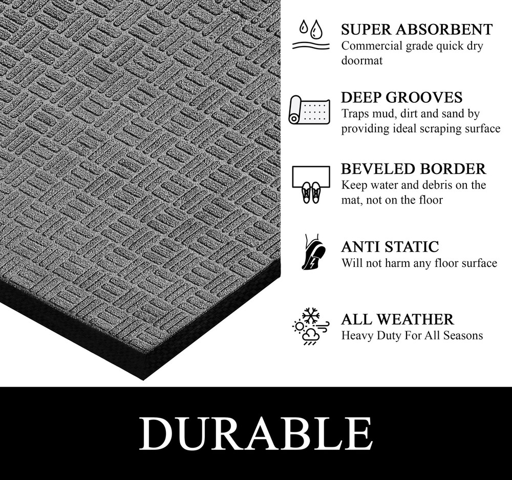 Non-Slip 16x24 Inch Welcome Mats for Front and Back Door Entries