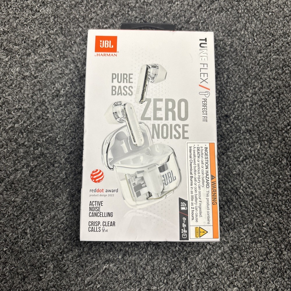 JBL Tune Flex Ghost Edition White Wireless Noise Cancelling Earbuds