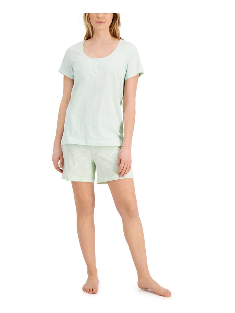 CHARTER CLUB Womens Green Short Sleeve T-Shirt Top and Shorts Pajamas XS