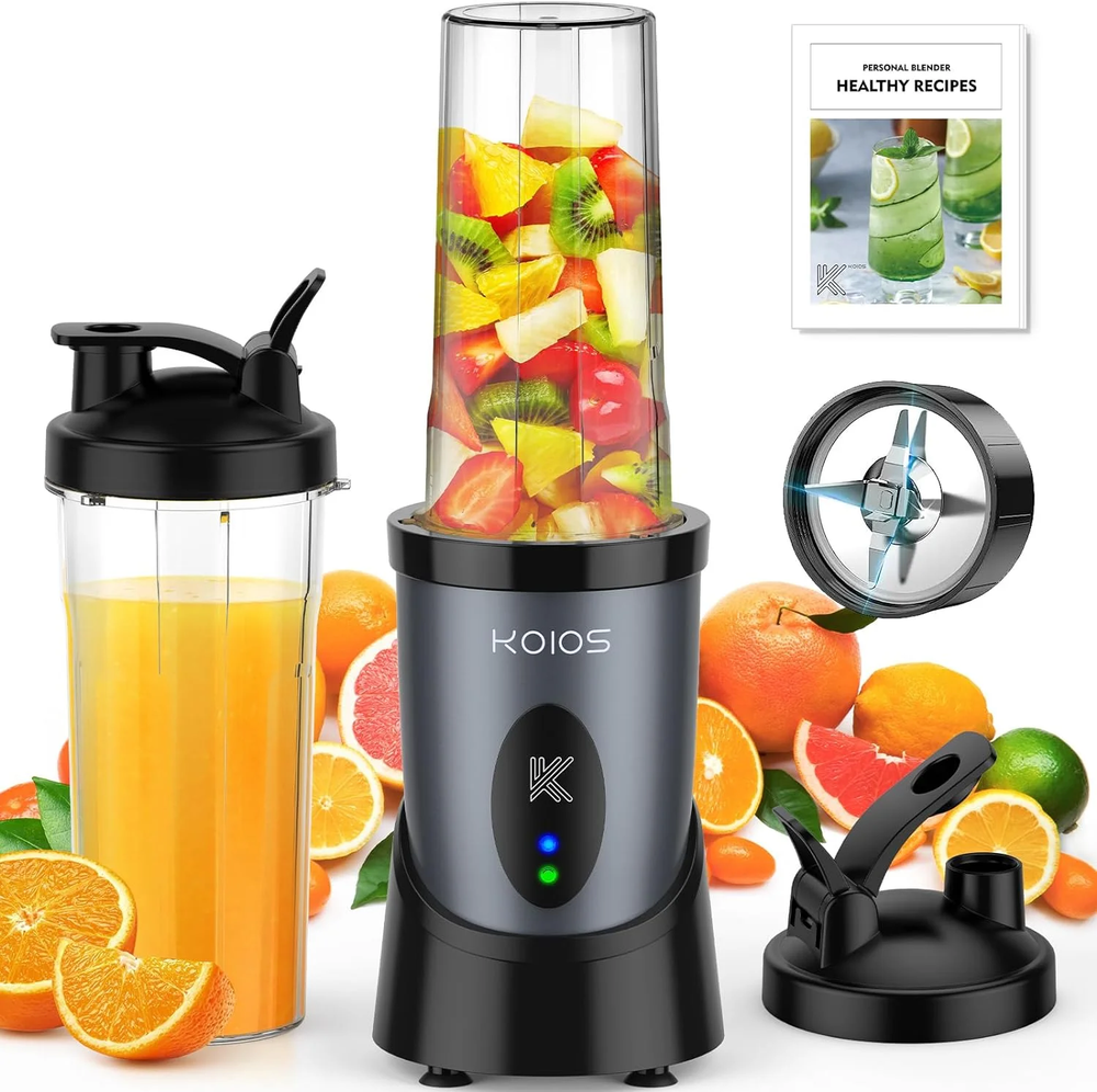 Portable Personal Blender with 2 Travel Bottles for Smoothies On-the-Go  