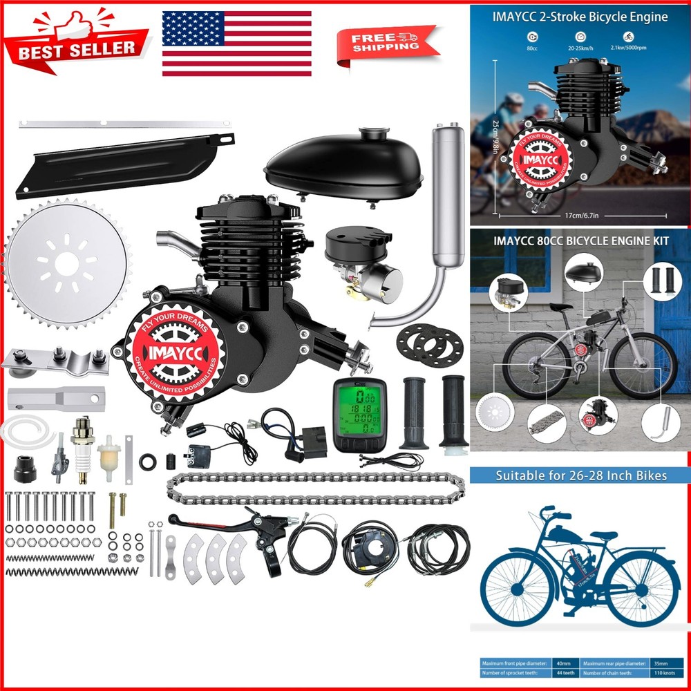 Transform Your Bike: 80cc Motor Kit with Wired Computer - Fits 26-28