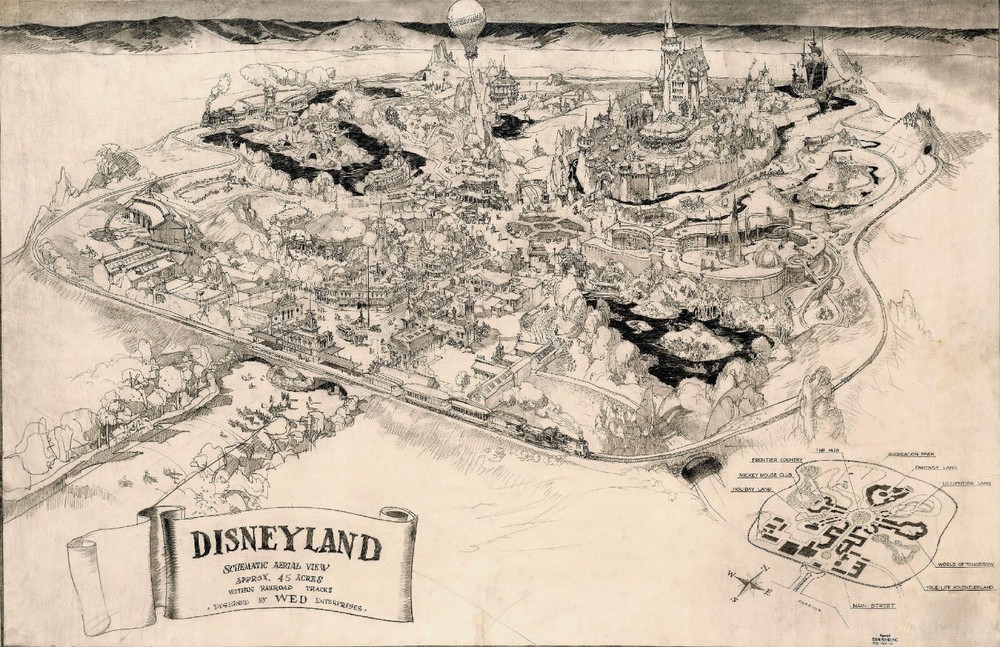 Disneyland Map Poster Print 1955 Schematic Drawing 13x19 Satin Finish
