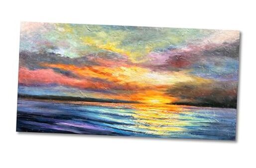 Art Hand-Painted Sea Sunset Landscape Modern Abstract Oil Painting on Yi044