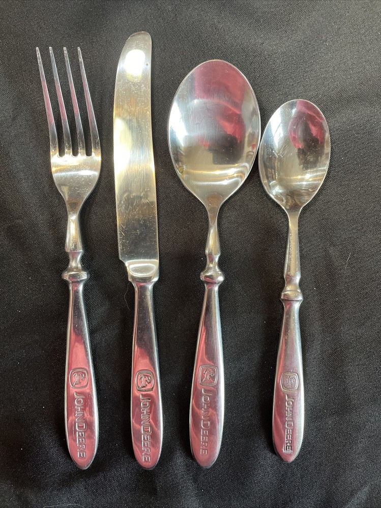 4 pc Gibson John Deere Engraved Stainless 1 Place Setting. EUC - Free Shipping