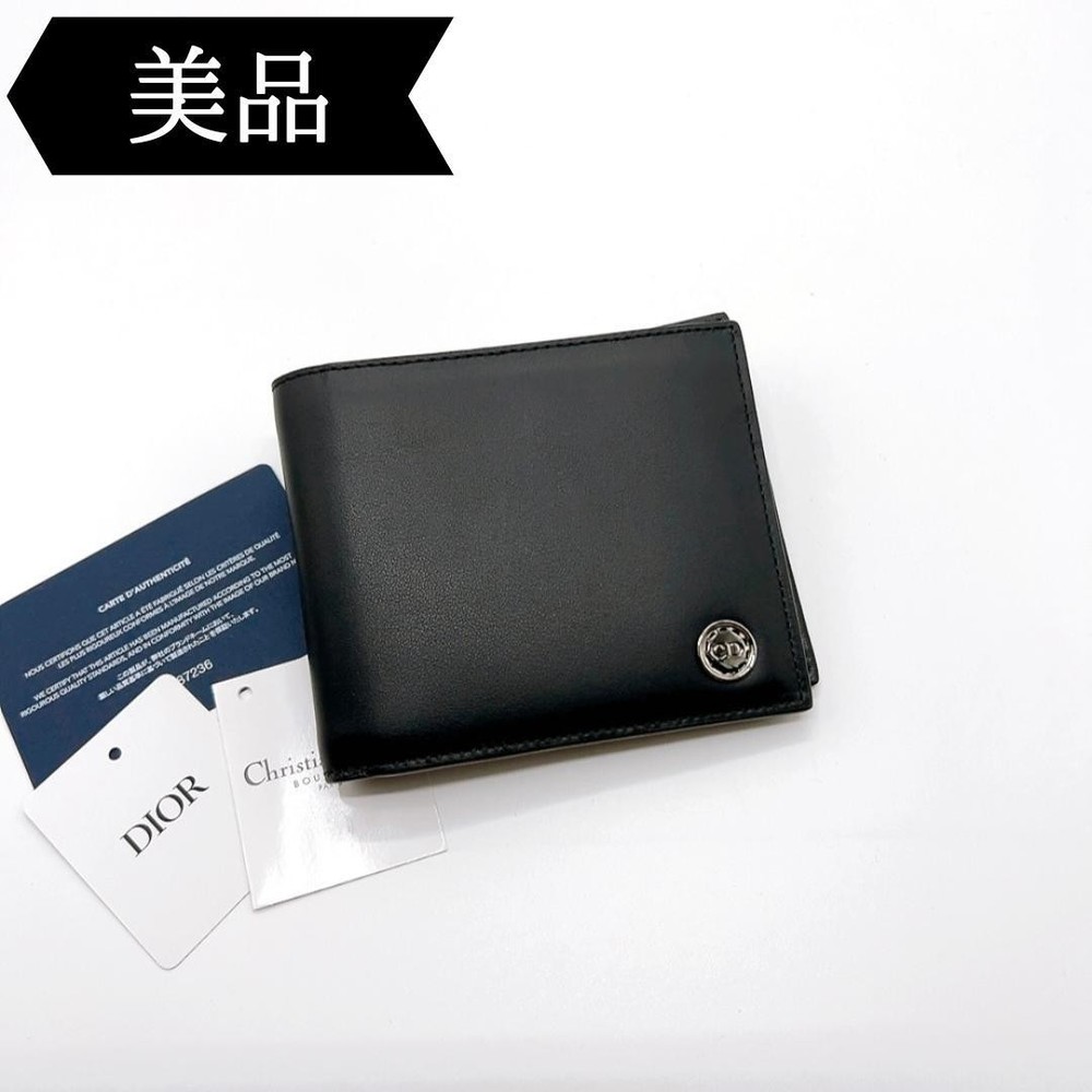 Dior Genuine Leather Billfold Wallet with Brand Logo