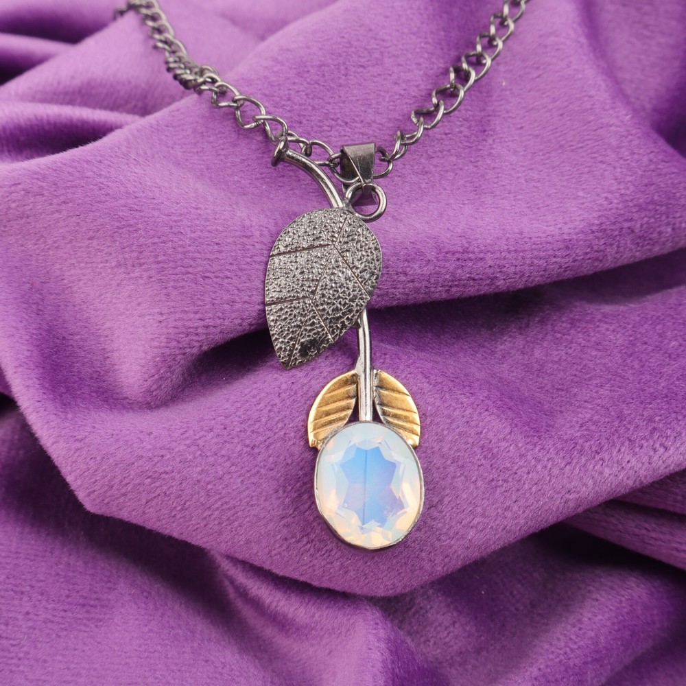 Oval Milky Opal Gemstone 925 Sterling Silver Elegant Bezel Wife Unique Pendant