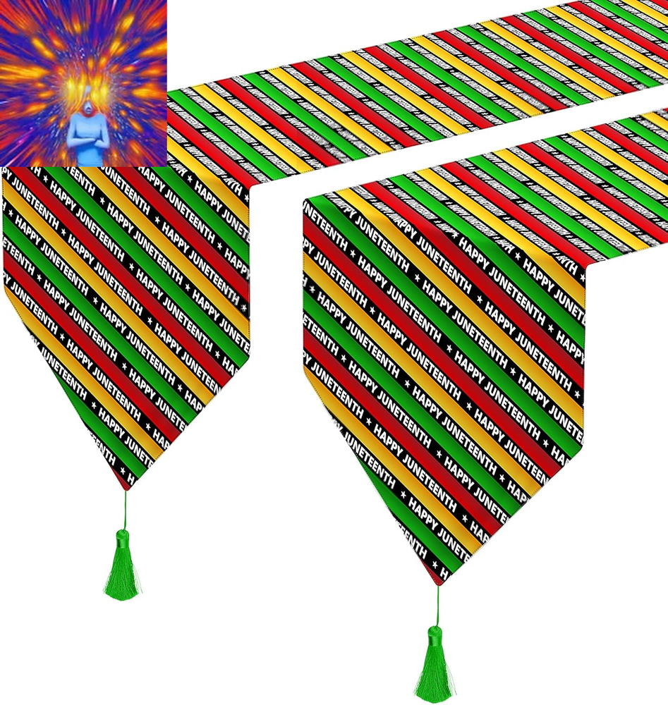 2 Pack Juneteeth Table Runner -12 X71 Table Runner Pan Africa Decorations with T