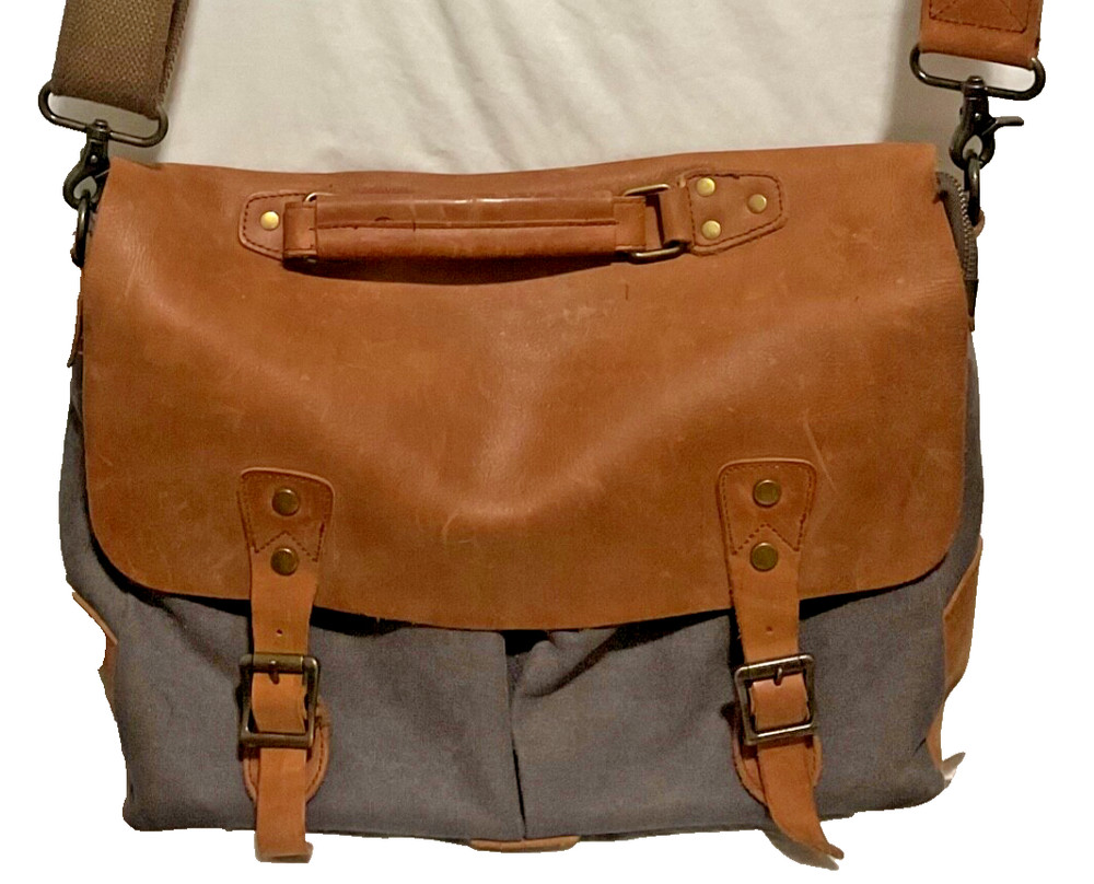Wowbox Messenger Bag Heavy Duty Canvas Leather Trim