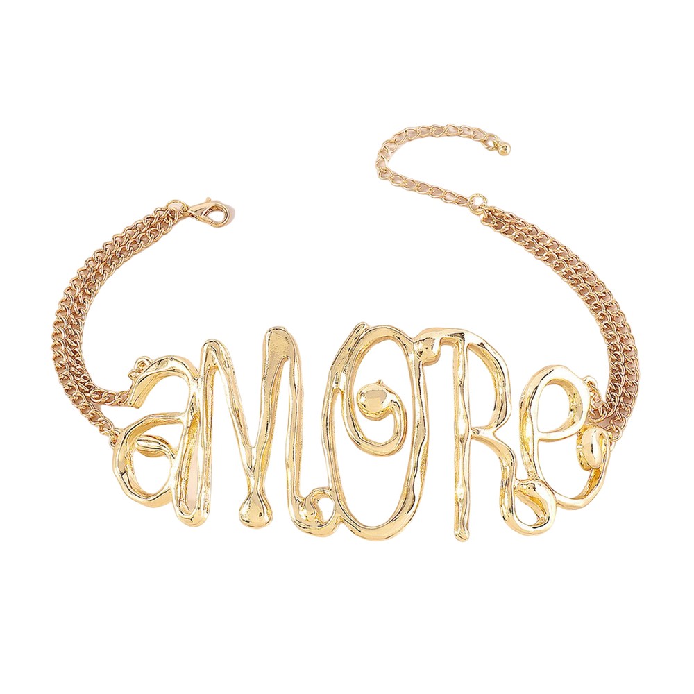 Choker Necklace Vintage Hip Hop Shiny Letter MORE Butterfly Women Metal Chain