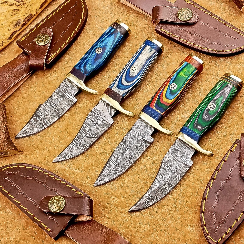 4 Pcs Damascus Blade Skinner Knives Set | 6