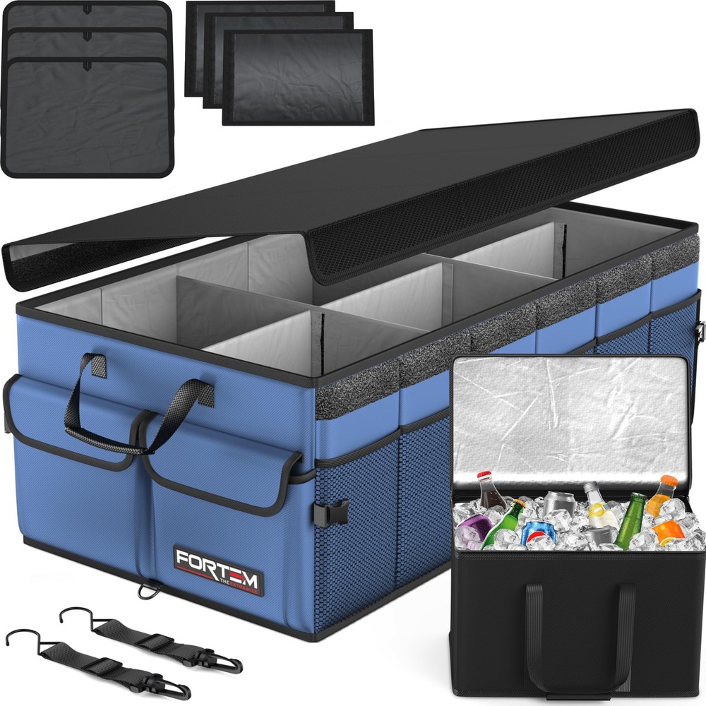 Collapsible 105L Car Trunk Organizer with Cooler for SUV Storage