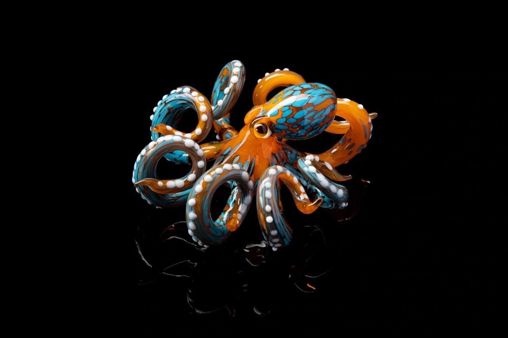 Blown Glass Octopus glass figurine Octopus Glass Ocean Octopus Kraken Glass