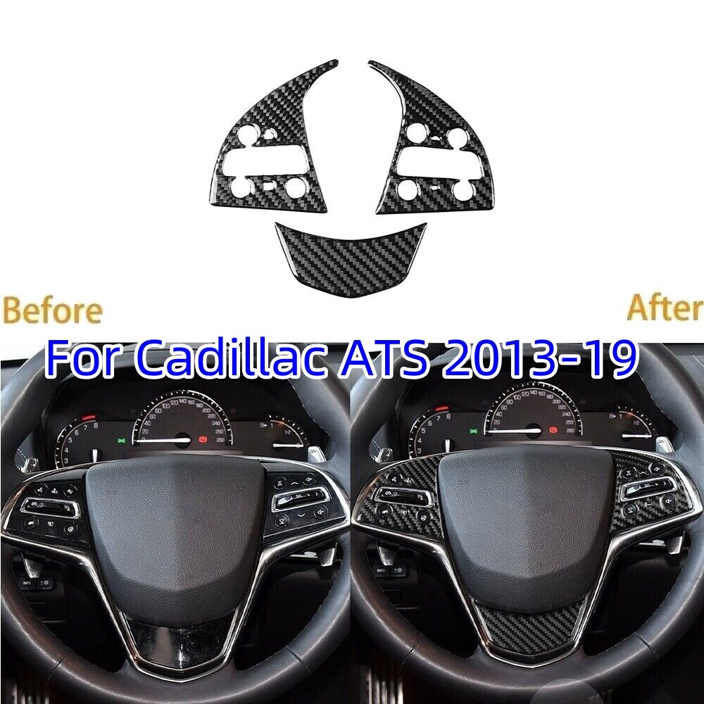 Upgrade Your Cadillac ATS 2013-19 with 3X Carbon Fiber Steering Wheel Cover Trim